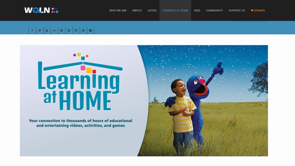 WQLN Learning at Home page