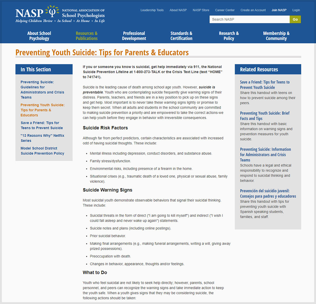 Preventing Youth Suicide Tips for Parents and Educators