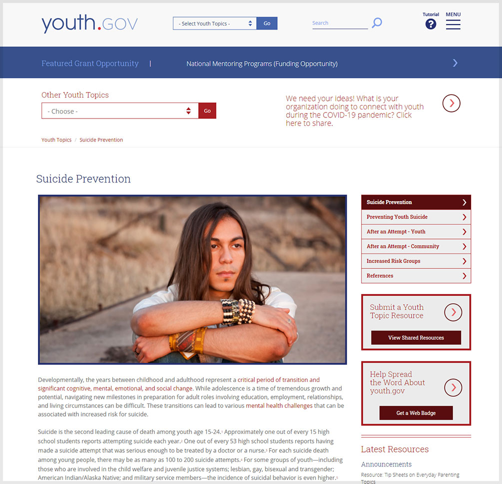 Suicide Prevention | Youth.gov