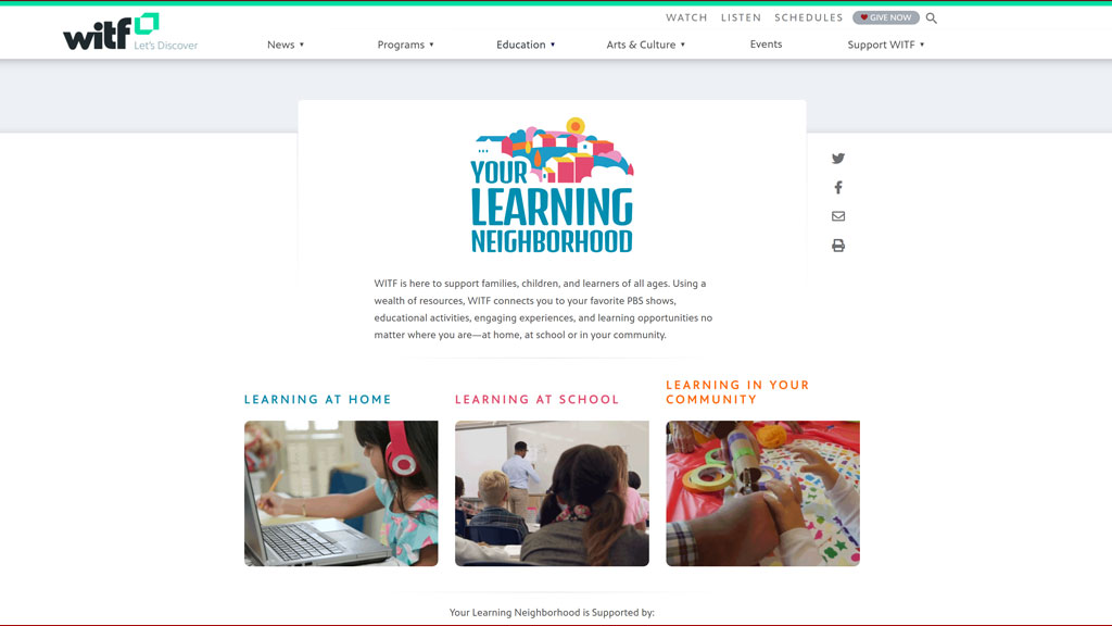 WITF's Your Learning Neighborhood page